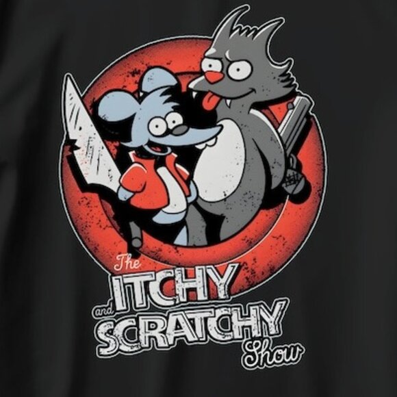 The Itchy And Scratchy Show Graphic Cartoon Humor TV Classic Fan T-Shirt 159 - Picture 2 of 5